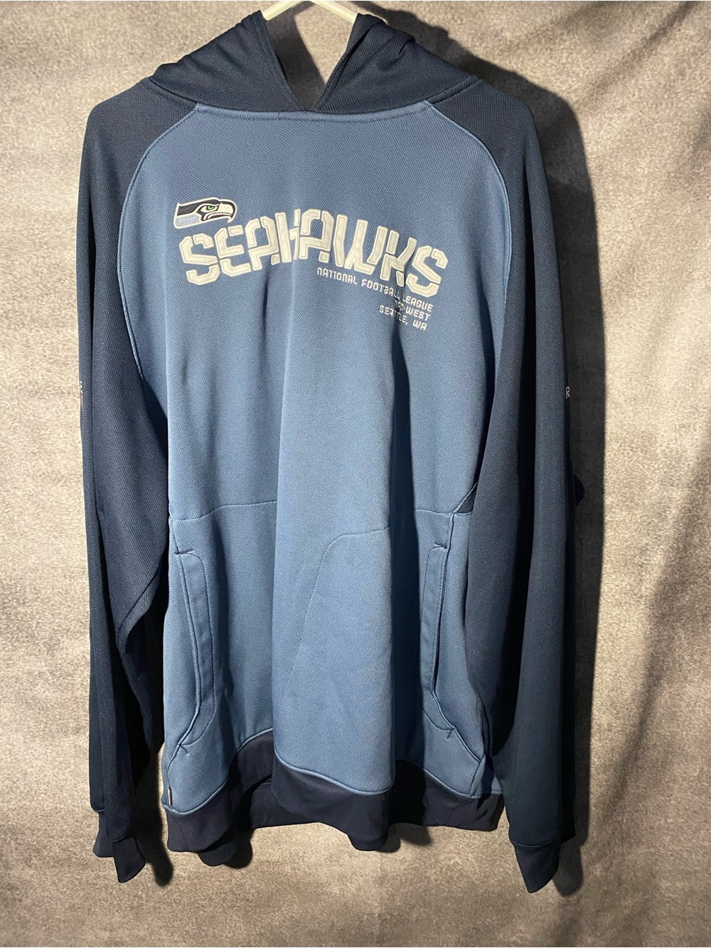 Reebok Seattle Seahawks NFL On Field Hoodie Sweatshirt Mens 4XL Blue Vintage